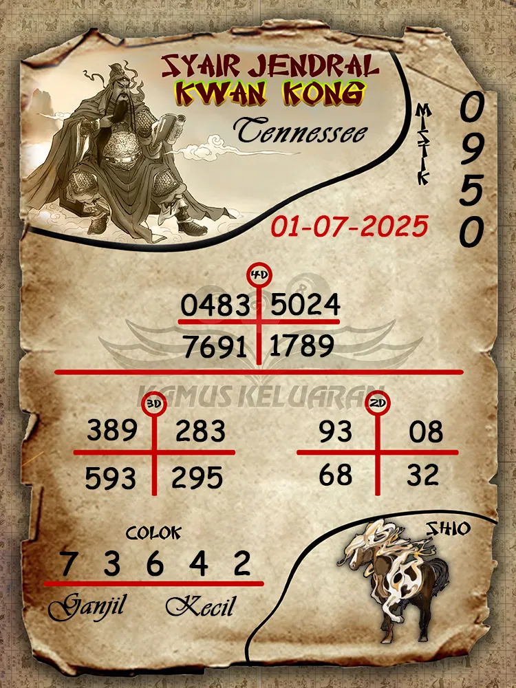 syair jendral kwan kong Tennessee 01 07 2025