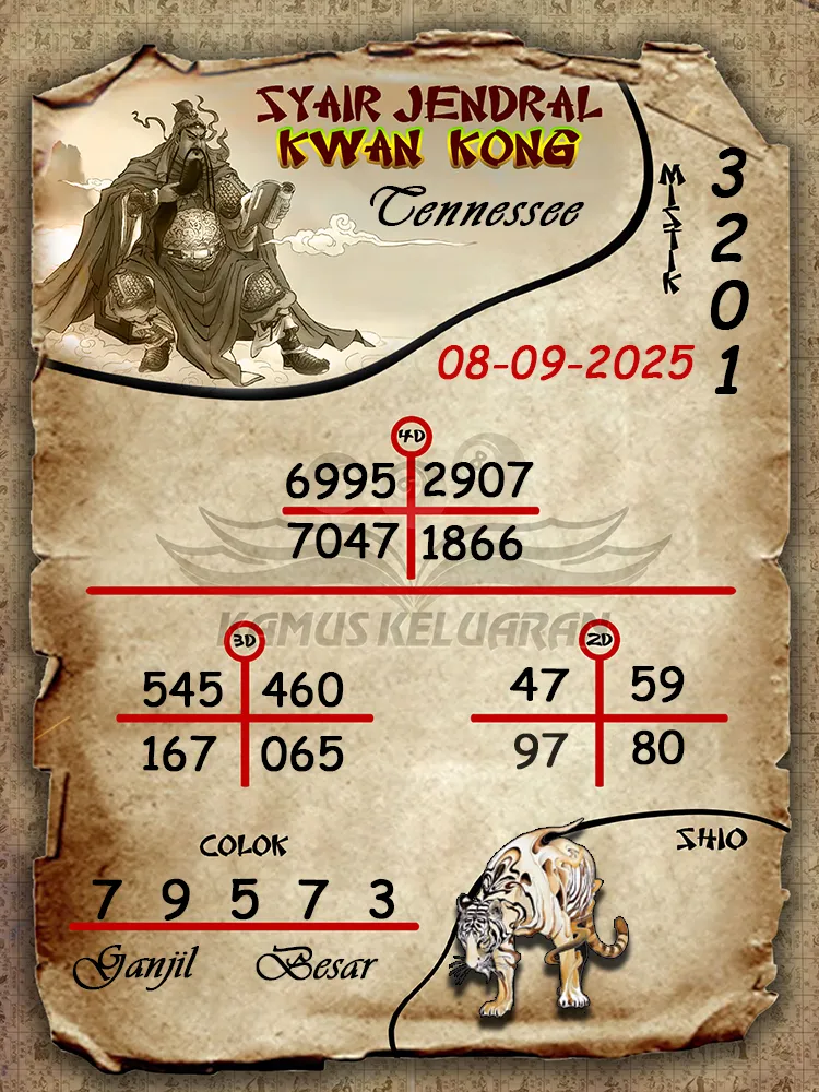 syair jendral kwan kong Tennessee 08 09 2025