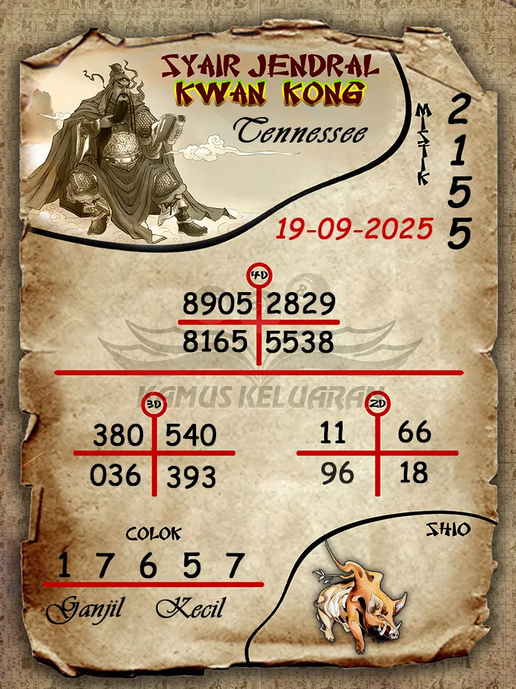 syair jendral kwan kong Tennessee 19 09 2025