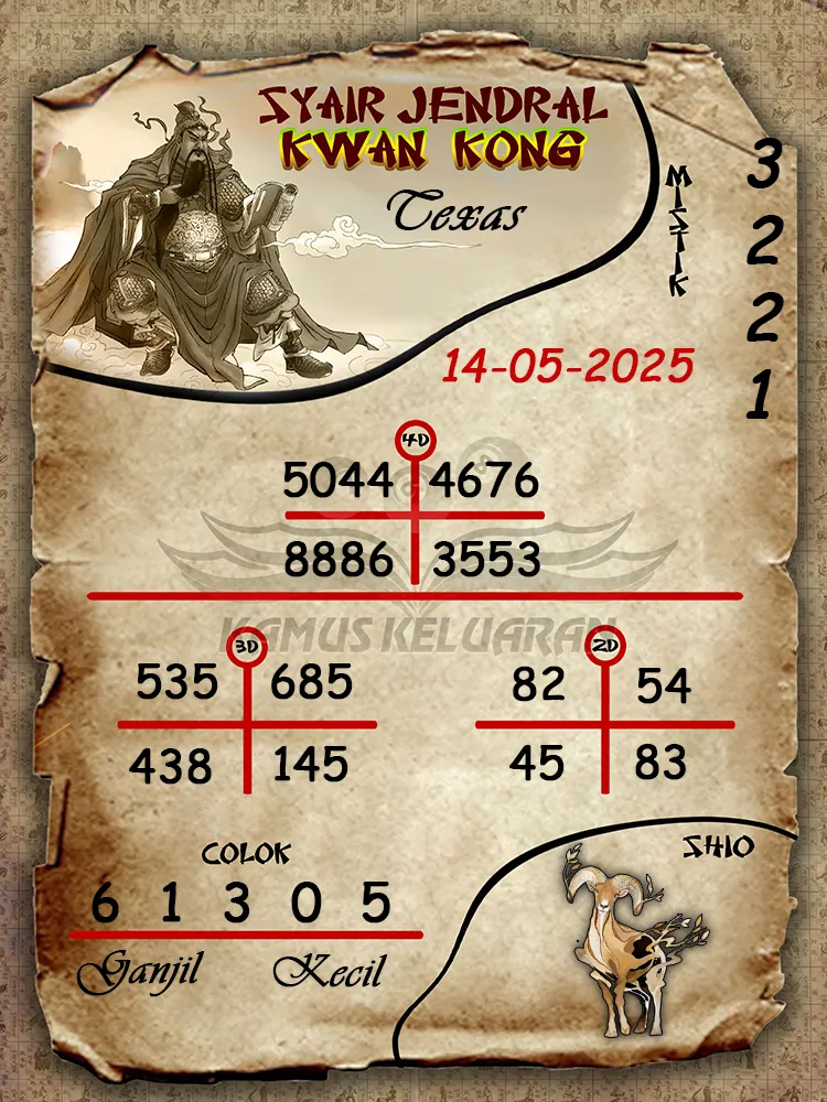 syair jendral kwan kong texas 14 05 2025
