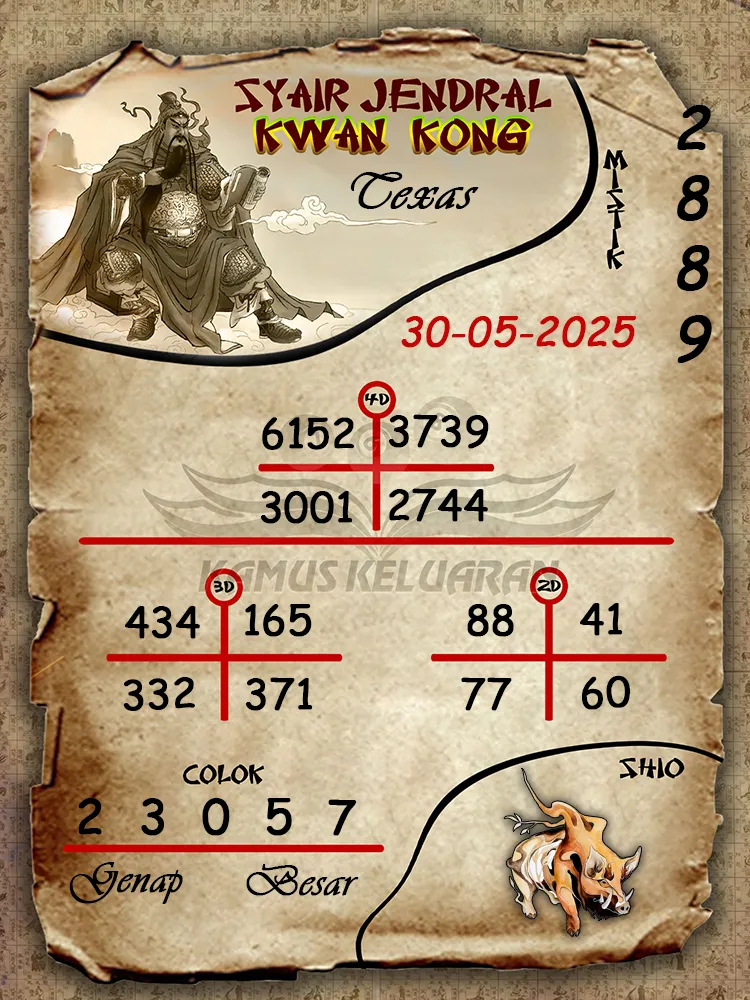 syair jendral kwan kong texas 30 05 2025