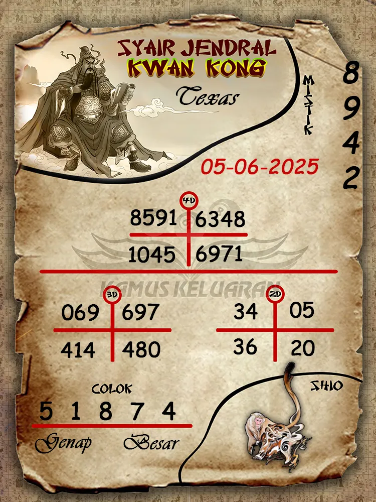syair jendral kwan kong texas 05 06 2025