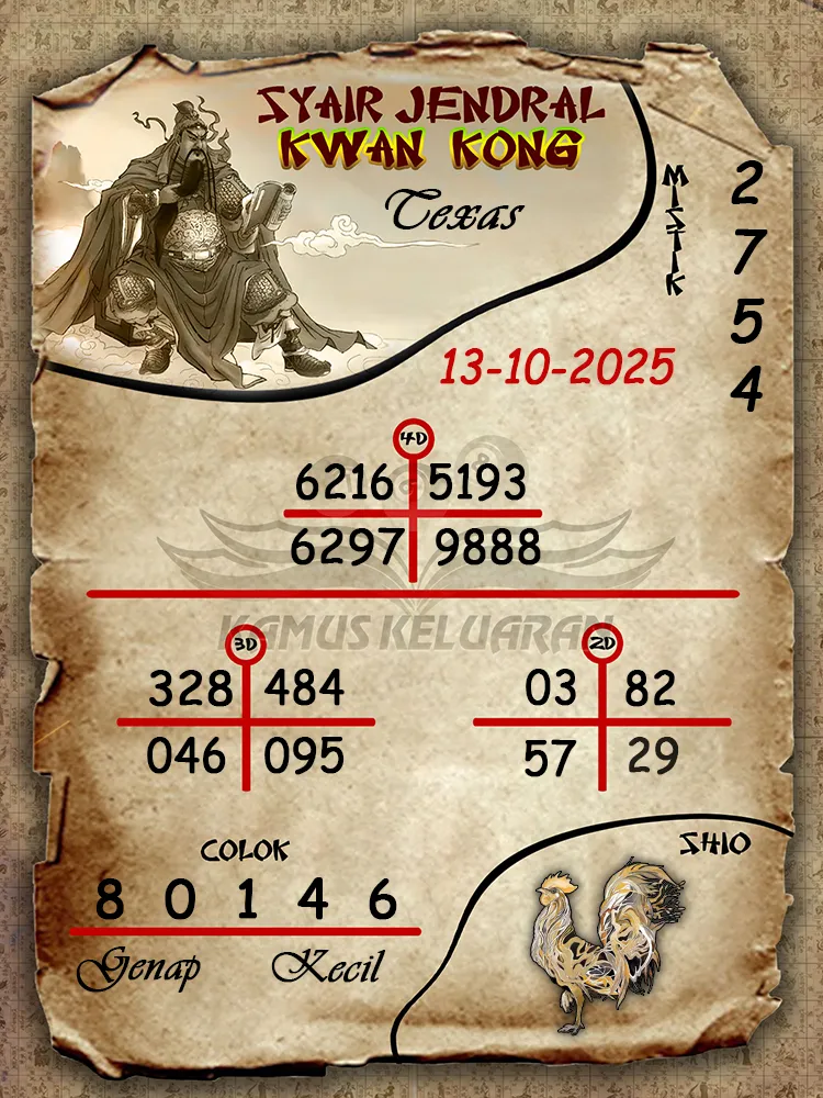 Syair Jendral Kwan Kong Texas 13 10 2025