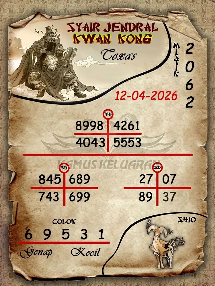Syair Jendral Kwan Kong Texas 12 04 2026