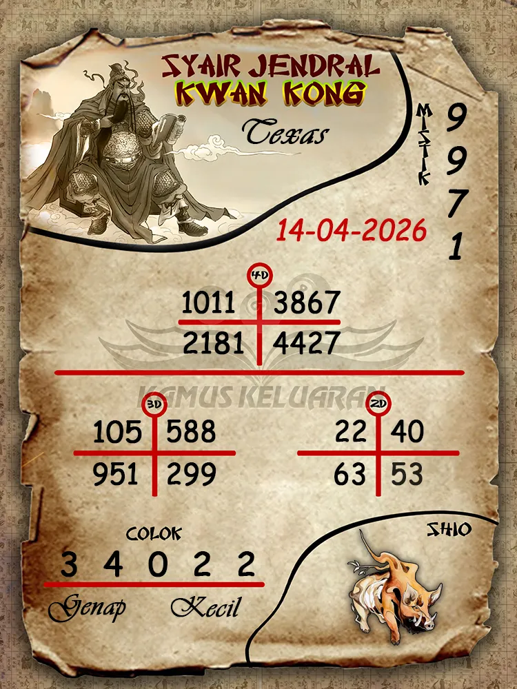 Syair Jendral Kwan Kong Texas 14 04 2026