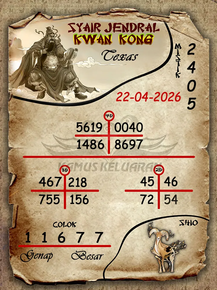 Syair Jendral Kwan Kong Texas 22 04 2026