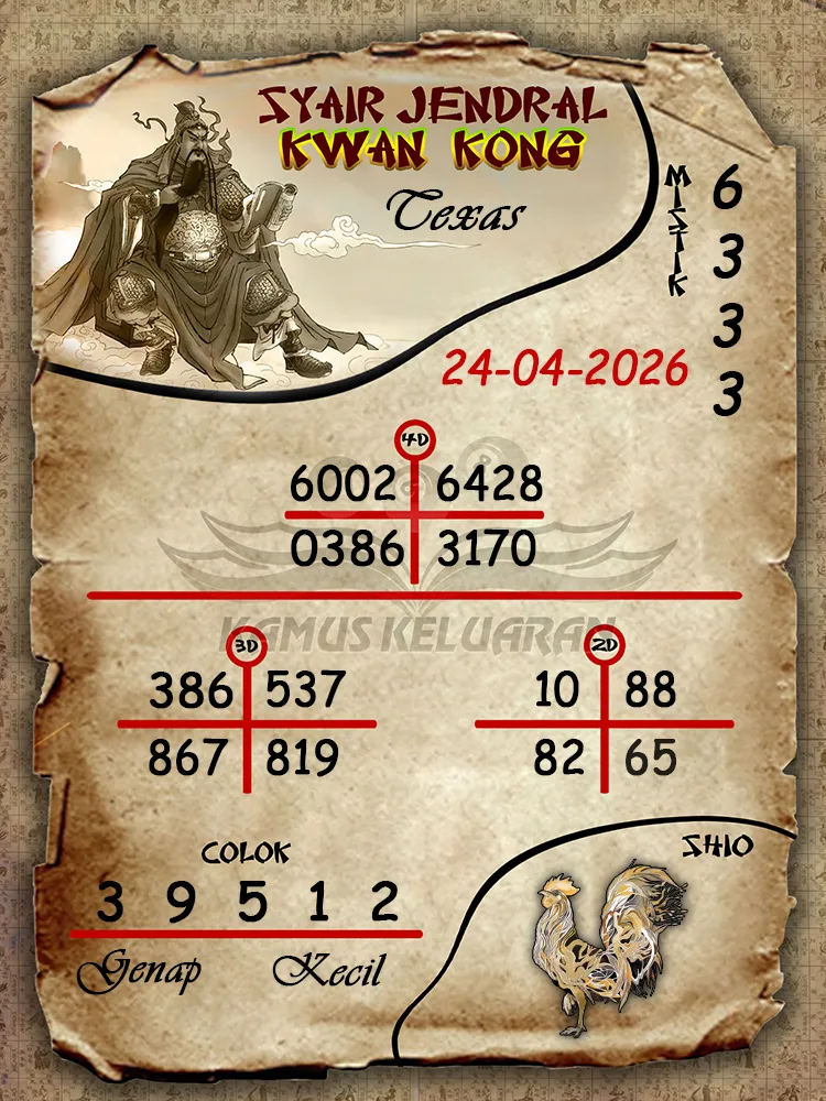 Syair Jendral Kwan Kong Texas 24 04 2026