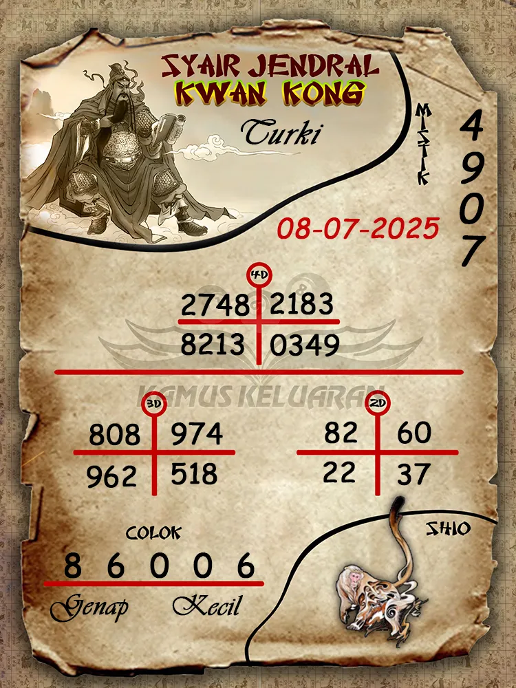 syair jendral kwan kong Turki 08 07 2025