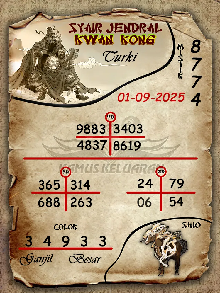 syair jendral kwan kong Turki 01 09 2025