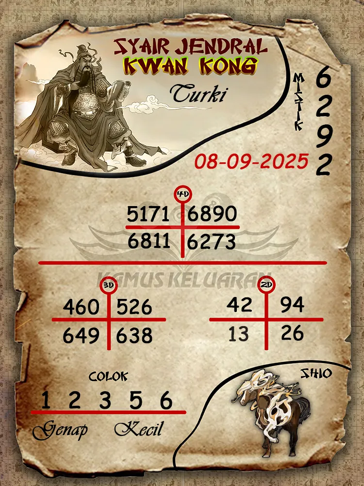 syair jendral kwan kong Turki 08 09 2025