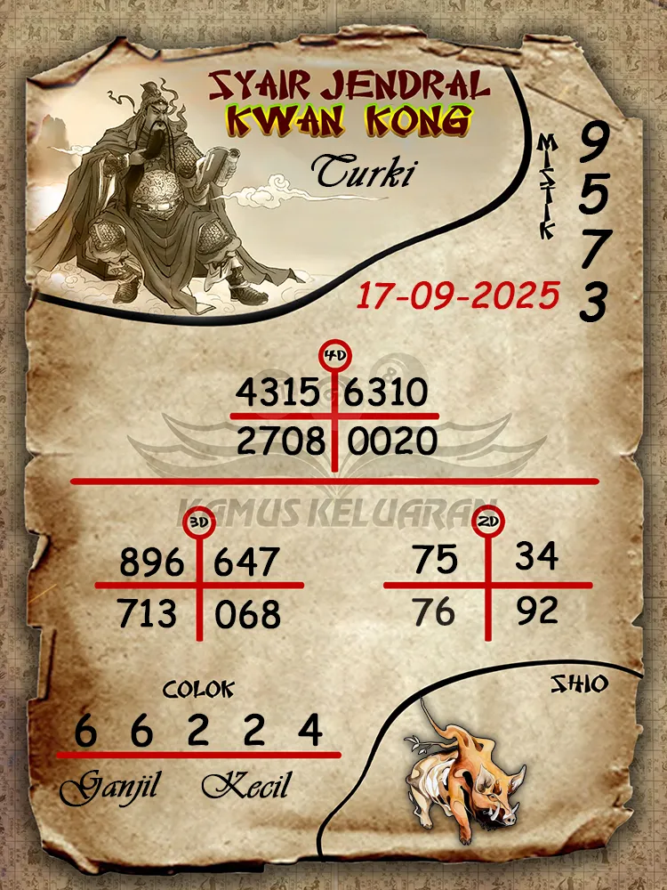 syair jendral kwan kong Turki 17 09 2025