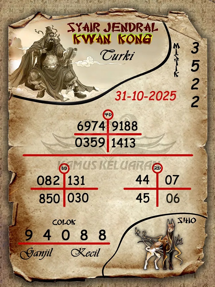 Syair Jendral Kwan Kong Turki 31 10 2025
