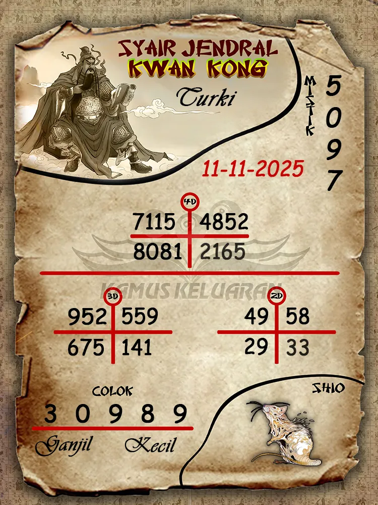 Syair Jendral Kwan Kong Turki 11 11 2025