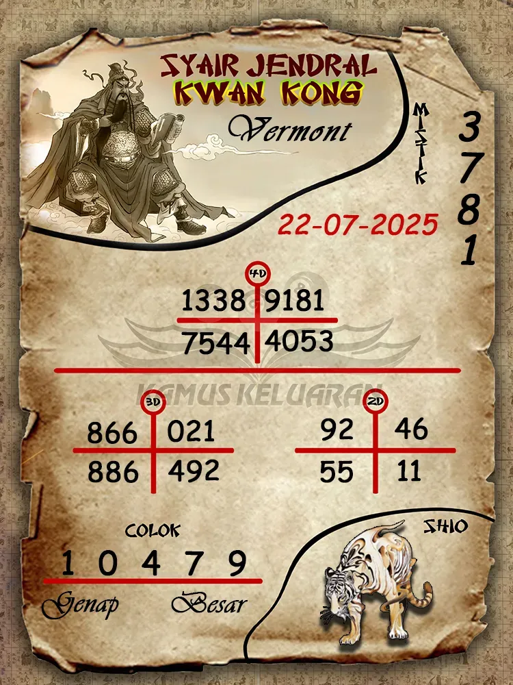 syair jendral kwan kong Vermont 22 07 2025