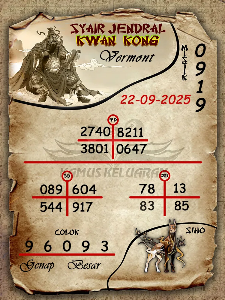syair jendral kwan kong Vermont 22 09 2025