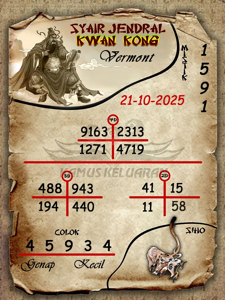 Syair Jendral Kwan Kong Vermont 21 10 2025