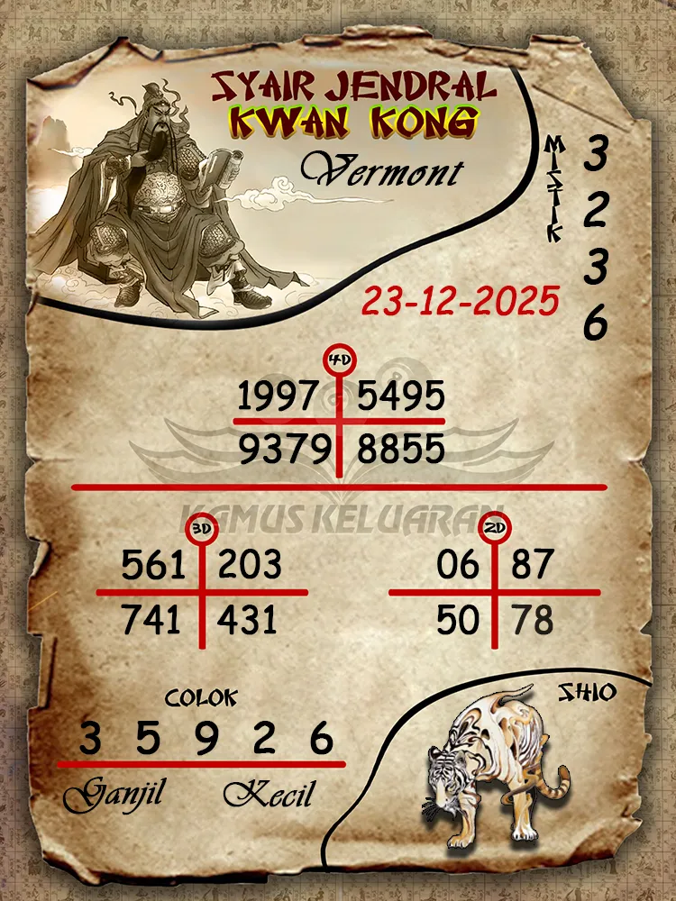 Syair Jendral Kwan Kong Vermont 23 12 2025