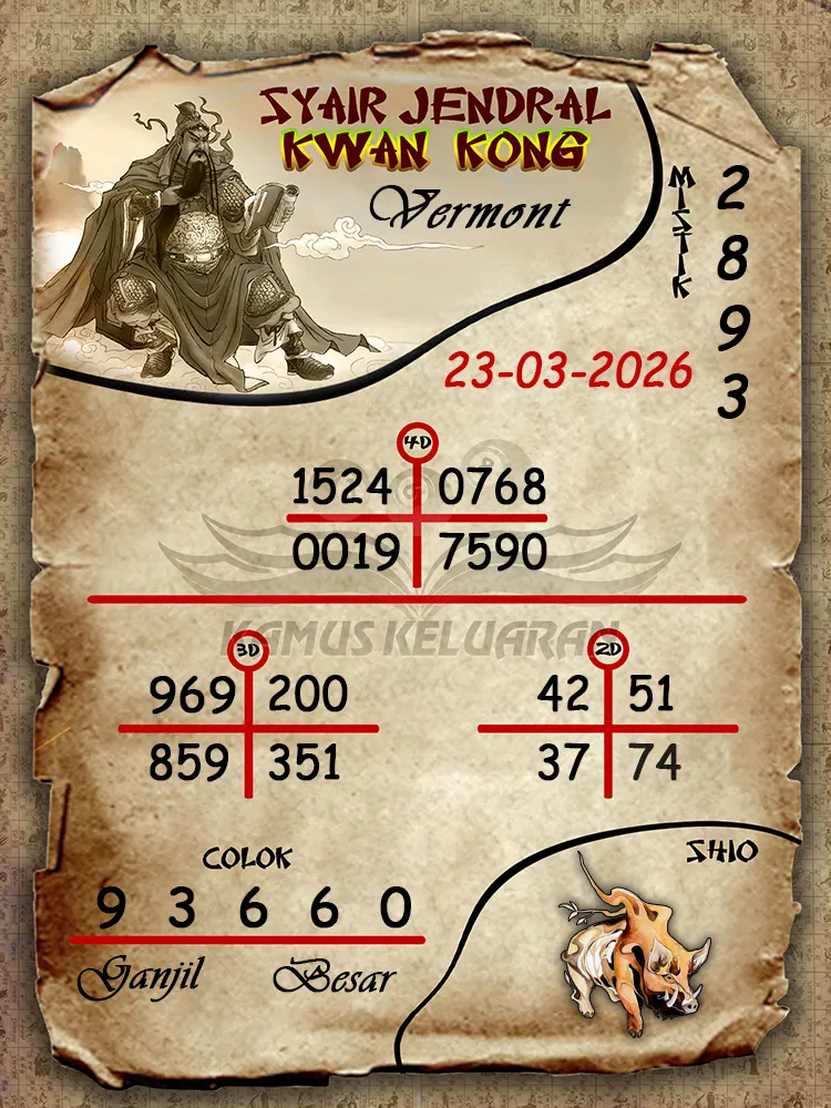 Syair Jendral Kwan Kong Vermont 23 03 2026