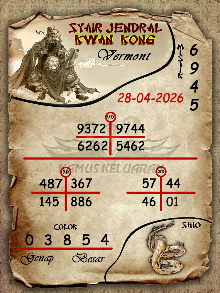 Syair Jendral Kwan Kong Vermont 28 04 2026