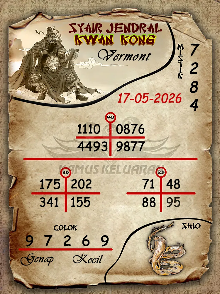Syair Jendral Kwan Kong Vermont 17 05 2026