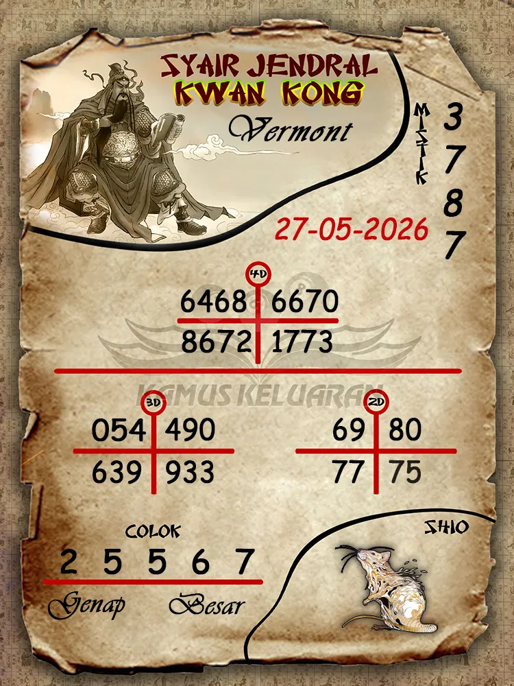 Syair Jendral Kwan Kong Vermont 27 05 2026