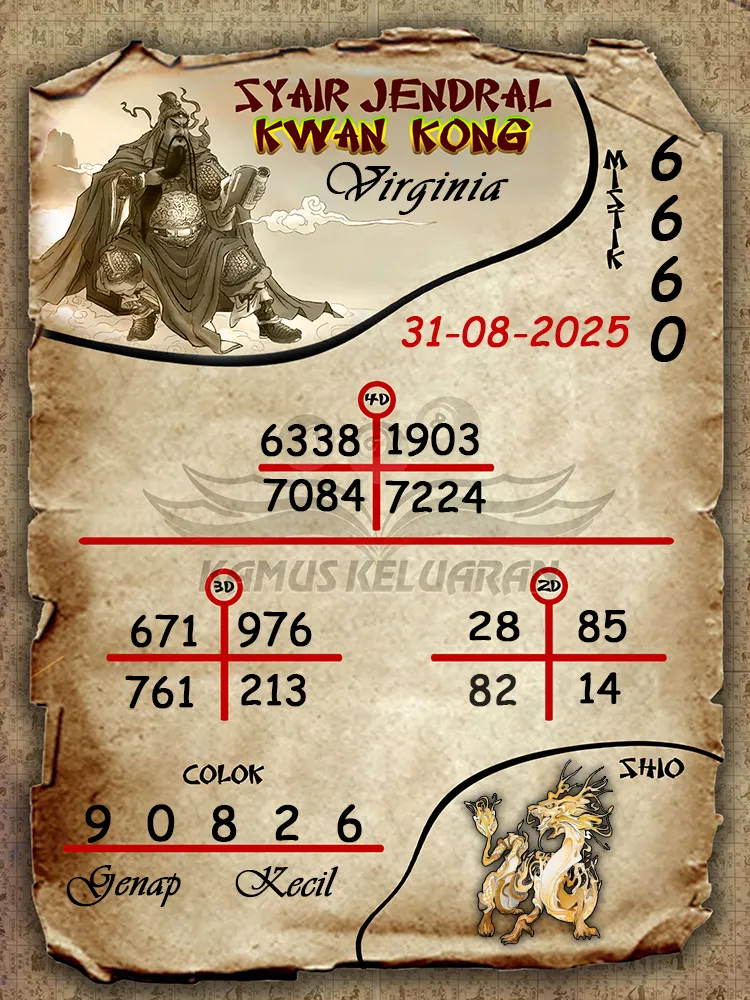 syair jendral kwan kong Virginia 31 08 2025
