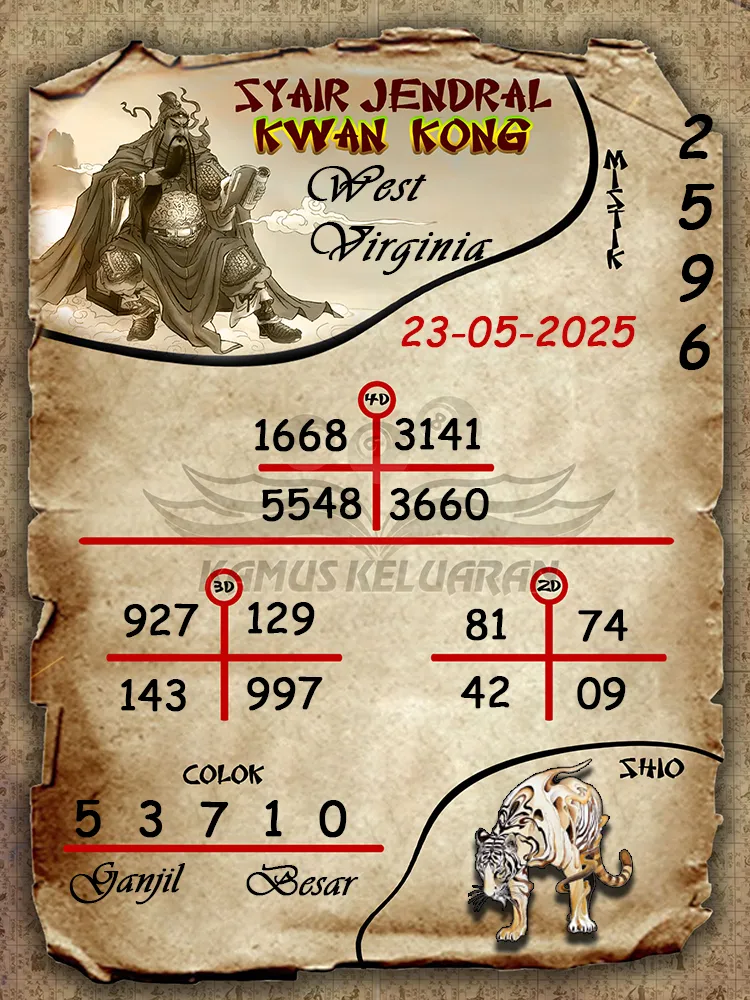 syair jendral kwan kong west virginia 23 05 2025