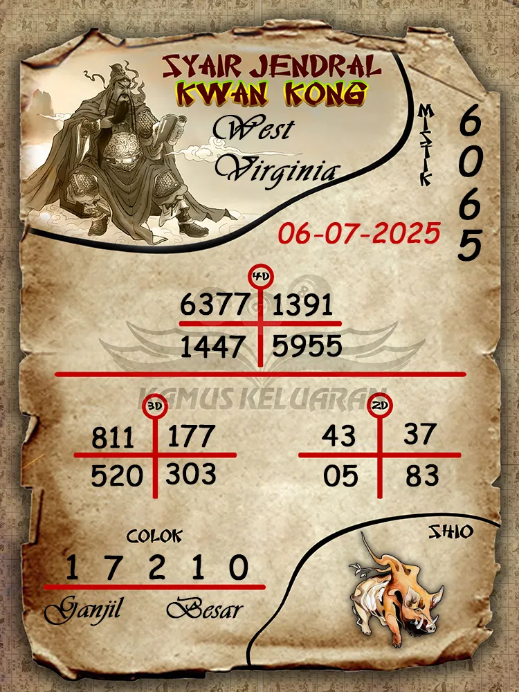 syair jendral kwan kong West Virginia 06 07 2025