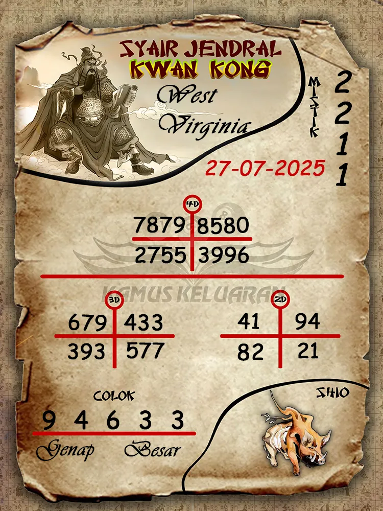 syair jendral kwan kong West Virginia 27 07 2025