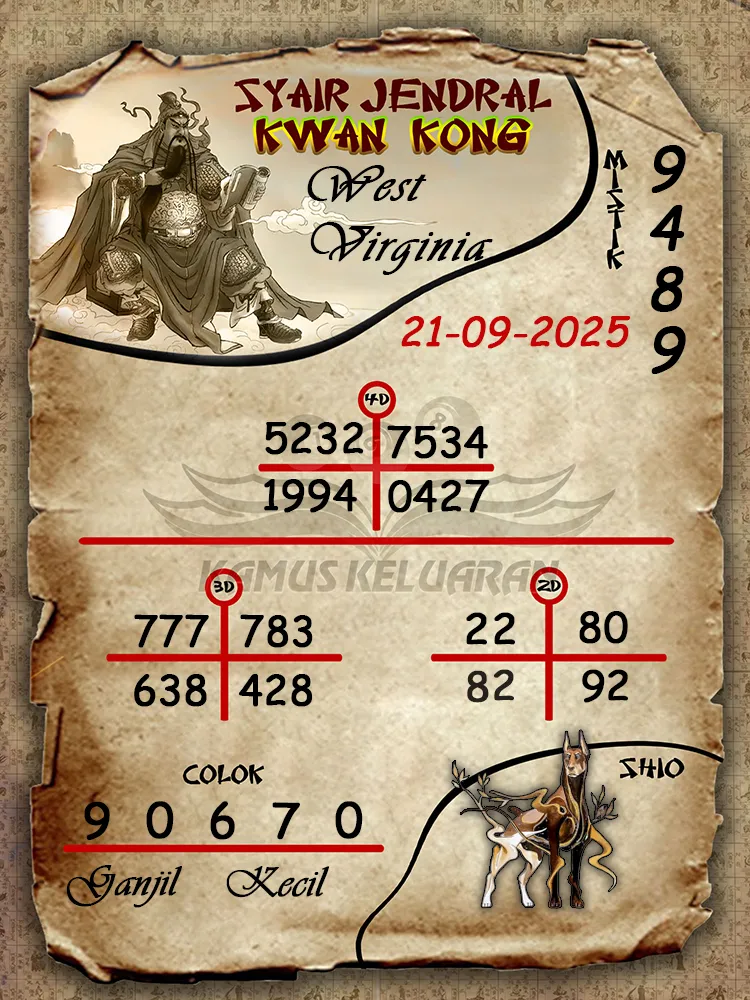 syair jendral kwan kong West Virginia 21 09 2025