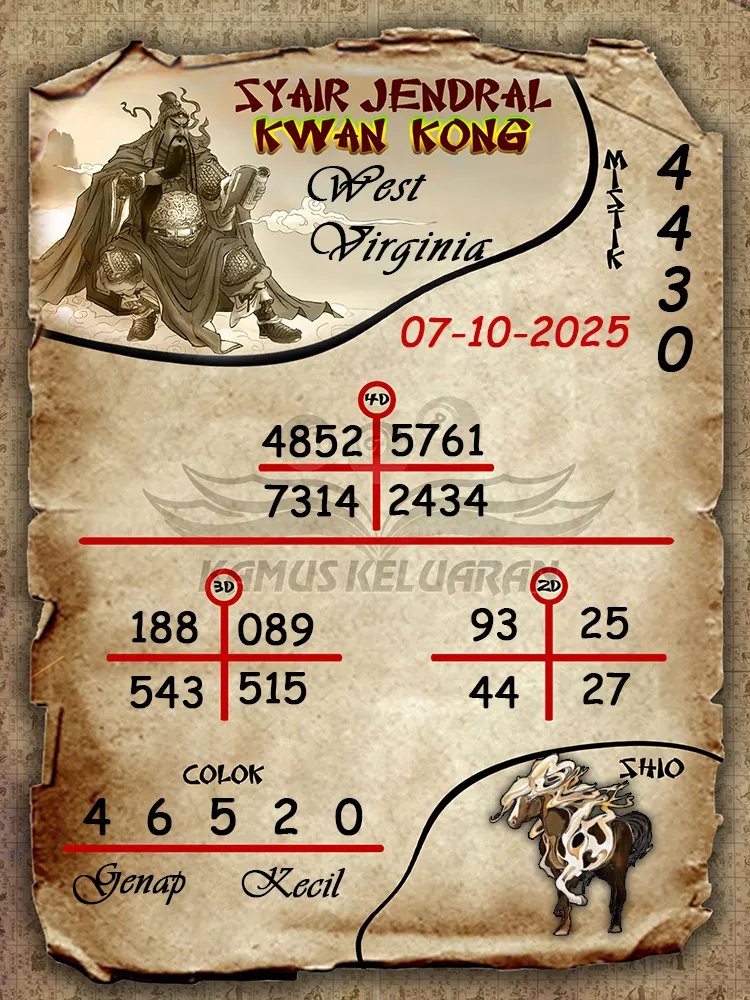 Syair jendral kwan kong West Virginia 07 10 2025