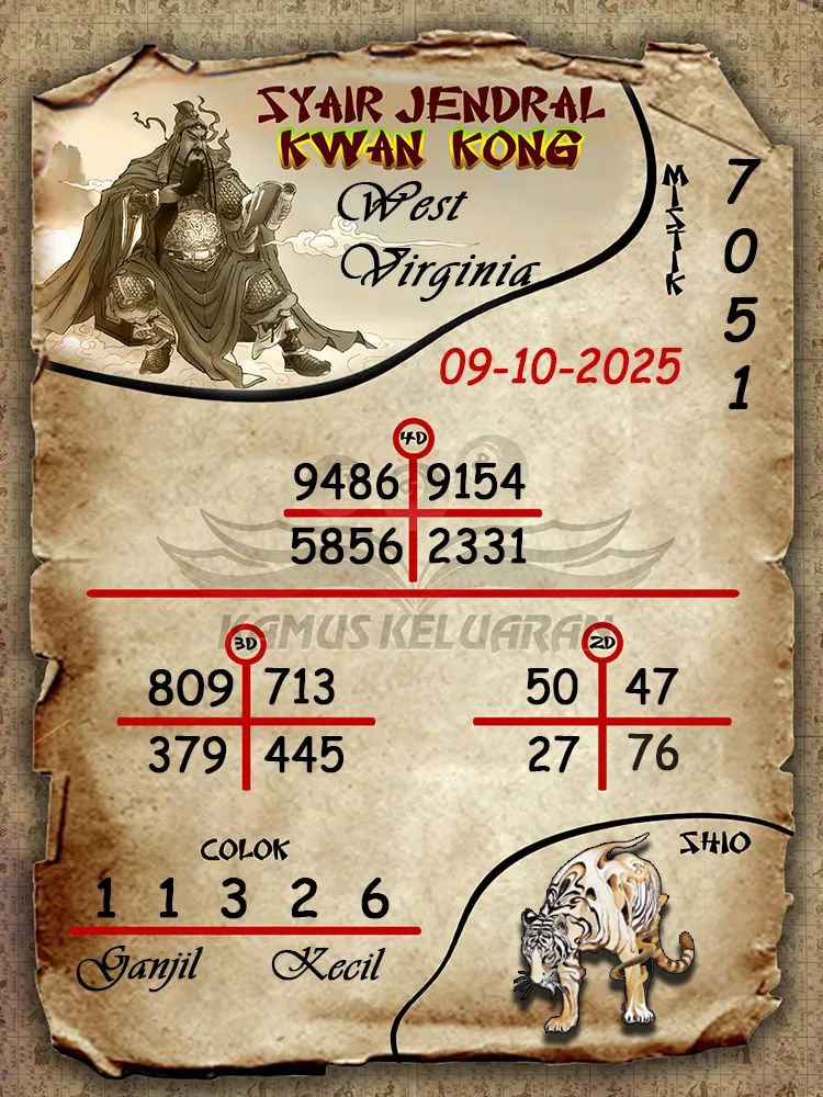 Syair Jendral Kwan Kong West Virginia 09 10 2025