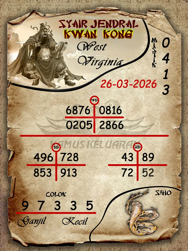Syair Jendral Kwan Kong West Virginia 26 03 2026